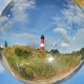 Crystal ball reflecting a lighthouse behind it