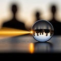 Crystal Ball Reflections: Human Forms in Glass with Light Rays Emanating Royalty Free Stock Photo