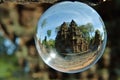 Crystal ball reflections of temple, Cambodia