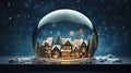 Crystal ball, snowball with snowy Christmas tree and house inside