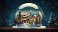 Crystal ball, snowball with snowy Christmas tree and house inside