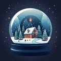 Crystal ball, snowball with snowy Christmas tree and house inside