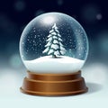 Crystal ball with snowy Christmas tree, spruce inside
