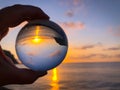 Crystal ball at sunrise, with copy space Royalty Free Stock Photo