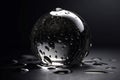 Crystal ball with water splashes on dark background. Generate ai
