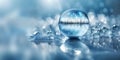 Winter Christmas background with crystal ball, reflections and dreamy effect Royalty Free Stock Photo