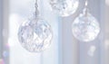 Sparkling Crystal Ornaments Hanging in Soft Light Royalty Free Stock Photo
