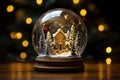 Crystal balls with snow powder at Christmas Royalty Free Stock Photo