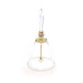 Crystal bell on a white background. Bohemian glass. Souvenir from Prague