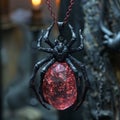 Crystal black widow spider pendant hyper realistic