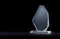 Crystal blank award isolated on black Royalty Free Stock Photo