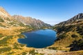 Crystal blue mountain lake Wielki Staw in High Tatra Mountains, autumn mountain landscape, Poland Royalty Free Stock Photo