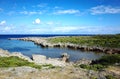 Crystal Blue Sea with coastal terrain at Hakuchozaki Nishikaigan Park, Miyakojima, Okinawa, Japan Royalty Free Stock Photo