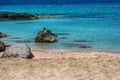 Crystal blue water on Falasarna beach, Crete island Royalty Free Stock Photo