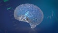The crystal brain on business background 3d rendering