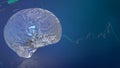 The crystal brain on business background 3d rendering