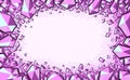 Crystal cave. Pink and purple crystals or gemstones decoration. Beautiful frame background. Vector illustration decoration Royalty Free Stock Photo