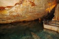 The crystal caves of Bermuda. Incredible formations of white stalactites covered with crystallized soda straws. Royalty Free Stock Photo