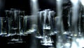 crystal chandelier background black. Abstract defocused crystal elements. dark scary background