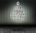 Crystal chandelier in a dark grungy room Royalty Free Stock Photo