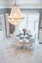 Crystal chandelier in dinning room Royalty Free Stock Photo