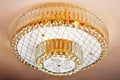 Crystal chandelier hanging on ceiling Royalty Free Stock Photo