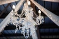 Crystal Chandelier Hanging From Swathed Fabric Royalty Free Stock Photo