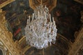 Crystal chandelier in the Palace of Versailles, France