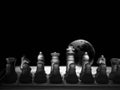 Crystal chess board and figures Royalty Free Stock Photo