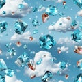 Crystal chips and sparkles against a surreal blue sky (tiled)