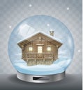 Crystal Christmas ball with a house