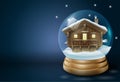 Crystal Christmas ball with a small house Royalty Free Stock Photo