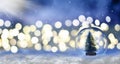 Crystal Christmas ball on snow and christmas tree Royalty Free Stock Photo