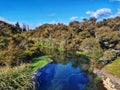 Crystal clean water in a geothermal stream at Tokaanu Thermal walk in the afternoon