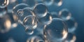 Crystal clear blue water bubbles close-up. Royalty Free Stock Photo
