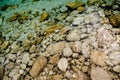 Crystal clear blue water with rocks in a river Royalty Free Stock Photo