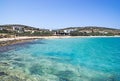 A secluded and tranquil beach on the Greek island of Koufonissi. Royalty Free Stock Photo