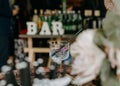 Crystal-clear gin and tonic sitting on table in a modern wedding venue Royalty Free Stock Photo