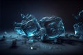 Crystal clear ice cubes with water drops on black background. Space for text Royalty Free Stock Photo