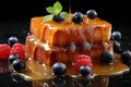 Sweet symphony: Flan, poured with delicate syrup, in the lens of Etienne Delesser Royalty Free Stock Photo