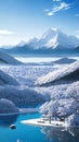 Crystal Clear Lake Surrounded by Towering Snowy Peaks