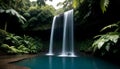 a blue clear pool with a waterfall in the jungle Royalty Free Stock Photo