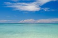 The crystal clear and shallow waters on the islands of the tropical Dry tortugas with the Loggerhead key lighthouse in