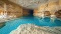 Crystal-clear subterranean lake in a vast cave system Royalty Free Stock Photo