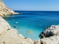 Seychelles beach on the island of Ikaria in Greece Royalty Free Stock Photo