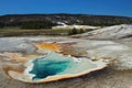 Yellowstone National Park, Upper Geyser Basin with Heart Spring above Firehole River, Wyoming, USA Royalty Free Stock Photo