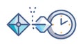 Crystal with clock and nodes, timely data, efficient network, vector design Generative AI Royalty Free Stock Photo