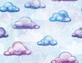 Crystal Clouds Watercolored Seamless Repeating Pattern