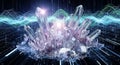 Crystal Cluster with Digital Data Streams and Waveforms Royalty Free Stock Photo