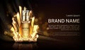 Crystal cosmetics pump bottle mock up banner.